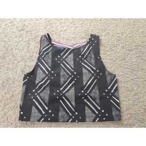 (V) Nike Women sport bra running gym training stretch black/gray stripes sz L